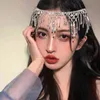 Wedding Bridal Metal Alloy Head Chain Glitter Rhinestone Geometric Tassel Forehead Headband Party Jewelry Headpiece