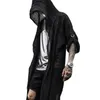 Spring summer men black thin cotton & linen punk hip hop long trench coat hooded cloak nightclub men gothic style vintage jacket 211011