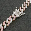 Hip Hop Necklace 9mm Single Row Pink White Zircon Cuban Chain Male And Female Hiphop Accessories Chains322q