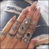 Cluster rings smycken kvinnor boho midi finger set för vintage kristall ädelsten krona brud brudtärna bröllop knuckle bohemian i drop delive
