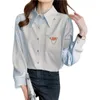 Solid Turn Down Collar Dames Tops Dames Shirts Blusas Vrouwelijke Spring Wit Lange mouwen Chiffon Shirt Top 692h 210420