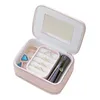 PU Fibre Jewelry Box Portable Storage Organizer Earring Holder Zipper Women Display Travel Case Cosmetic Bags & Cases