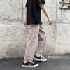 Pleated Pants Men Fashion Casual Stretch Waist Straight Trousers Man Streetwear Hip Hop Loose Wide Leg Pants Mens M-5XL P0811