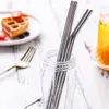2021 Roestvrijstalen metalen stro herbruikbaar drinken gebogen rechte type rietjes en schonere borstel voor thuis party bar accessoires