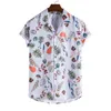 Mäns Casual Shirts 2021 Sommar Hawaiian skjorta Män Etnisk stil Utskrift Kortärmad Beach Wear Button Down Semesterkläder Chemise Homme