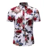 夏のメンズは花のプリントハワイアンのシャツとショートパンツのセットの男性のビーチホリデー服休暇服2個の部分3xlメンズトラックスーツ