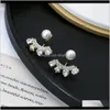 Dangle żyrandol dostawa 2021 Symulowana moda Pearl Drop Eleganckie urocze kryształowe wiszące kolczyki dla kobiet kwiatów dziewczyny