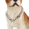 Steel Pet Chain Collar Necklace 12mm Wide Dog Collars Leashes Teddy Bulldog Pug Puppy Chains Leash