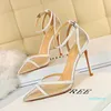 Women Shoes Sexy Casual High Heels Thin Heel Shallow Mouth Pointed Hollow Belt With Mesh Sandals 2021