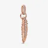 100 925 Sterling Silver Farkling Feather Dangle Charms تناسب السحر الأوروبي الأصلي سوار الأزياء