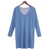 Women Dress V Neck Solid Color Long Sleeve Summer Simplicity Casual Loose Streetwear Beach Above Knee Plus Size Ladies Dresses 210608