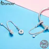 BAMOER 925 en argent Sterling amour coeur chaîne de sécurité breloques bouchon pendentif ajustement femmes Bracelets bijoux à bricoler soi-même SCC1112