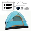 3-4 Person Double Layer Rainproof Outdoor Camping Shelter Tent for Fishing Hunting Travel Adventure and Family Party Green Blue 220216