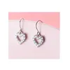 Rensa CZ Luxury Hearts Dangle Örhängen med charm för kvinnor Äkta 925 Sterling Silver Bröllopsutdrag Smycken 210707