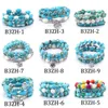 Bangle Blue Classic Men's Natural Stone Elastic Beaded Bracelet Women's Butterfly Pearl Charm Fashion Jewelry Party Gift