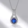 925 Sterling Silver Jewelry Necklaces for Women Lock Design Sapphire Gemtone Pendant Necklace Classic Wedding Gifts XDZ01420352992361477