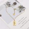 Luxury Brand Designer Double Letter Pendant Necklaces 18K Gold Plated Crysatl Pearl Rhinestone Sweater Newklace for Women Wedding Party Jewerlry Accessories