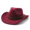 Jazz Fedora Hüte Frauen Männer Western Cowboy Hut Frau Mann Breiter Krempe Kappe Papa Caps Frühling Herbst Winter Großhandel 8 farben