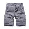 Men Shorts Summer Multi-poches Cargo Travail Coton Coton Coton Coton Pantalon Pantalon Fashion Vêtements Male Bermudas 210716