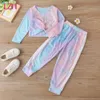 LZH Herbst Farbe Tie Dye Kinder Winter Kleidung Casual Lose Kurze Pullover + Hosen 2Pcs Sets Mode Baby mädchen Anzüge 1-6 Jahre