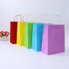Shoppingväskor Kraft Paper Multifunktion Högkvalitativ mjuk Färgglada väska med handtag Festival Presentförpackning 21x15x8cm JJD10902