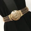 Belts 2021 Women Flower Waist Fashion Ladies Floral Elastic Wide Gold Metal Belt For Dress Female Golden Chain Girls