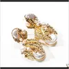 Charm Jewelry Drop Entrega 2021 Temperamento exagerado Hojas de aleación Imitación Perla Diamante Flor Fruta Pendientes personalizados Mujer Fashi