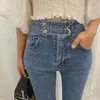 Automne Taille haute Stretch Skinny Femmes Jeans Pantalons Split Cuff Femme Crayon Streetwear Denim Pantalon 10592 210521