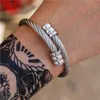 Hip Hop Stainless Steel Men Bangle Bracelet Titanium Adjustable Open Cuff Charm Bangle Jewelry Pulseras Ombre Punk Jewelry Q0719