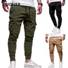 Erkekler Pantolon Hip Hop Harem Pantolon Joggers Katı Çok Cep Parça Pantolon Erkek Elastik Siyah Ter Rahat Sweatpants 4XL 210603