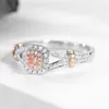 Süße romantische weibliche Prinzessin rosa Stein Ring Mode 925 Silber Schmuck Luxus Versprechen Verlobungsringe J2747044240