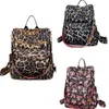 Dhl30pcs ryggsäck kvinnor pu retro stor kapacitet leopard utskrifter dubbel dragkedja sport cross body bag mix färg