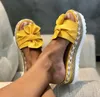 Spot 2020 summer new large size foreign trade women's shoes bowknot hemp rope thick soled A flip flops flip-flop women