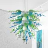 Nordiska hängande lampor handblåst glas kristall ljuskrona grön blå vit klar färg LED ljuskälla levande matsal lampor 24 inches