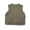 Spring girls cute solid color knitting Side split waistcoats kids all-match sleeveless vest tank top 210818