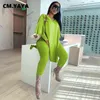 CM.YAYA Active Sweatsuit Deux 2 pièces Ensemble pour femmes Automne Hiver Fitness Tenues Flare Manches Tops + Pantalon Street Survêtement 211105