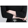 Haute qualité automne broderie Chic robe demi manches Vintage élégant noir robes de soirée Vestidos 210520
