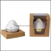 Event Festive Party levererar Home Garden1pcs Muffin Cupcake Baking Packaging Portable Western Cake Cheese Box Mousse White Brown Square Gi