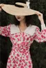 Богемия с длинными рукавами принт роза цветы однобортная вечеринка рубашка женское винтажное праздник среднего платья прерии шикарно 210421