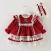 Girl Spanish Dresses Toddler Girls Christmas New Year Red Dress Christening 1st Birthday Frocks infant Xmas Boutique Clothes Q0716