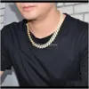 Chaînes Colliers Pendentifs Drop Delivery 2021 14Mm 16-30Inches Miami Cuban Square Link Chain Collier Or Sier Couleur Iced Out Cubic Zirconi