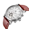 Classic Tourbillon Mens orologi Top Automatic Watch Silver Case Calendario Impermeabile Orologio da polso meccanico con orologio meccanico