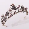 Baroque Vintage Noir Purple Crystal Perles Bridal Tiaras Crown Crown Diadem Veil Veil Tiara Mariage Accessoires 210701