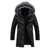 Hiver Long Parkas Hommes Coton Rembourré Marque Vêtements De Mode Casual Mince Épais Chaud Hommes Manteaux De Fourrure À Capuche Manteaux Homme Vêtements 211214