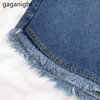 Gaganight Vintage Women Solid Jeans Frayed High Waist Pocket Fashion Ladies Streetwear Denim Shorts Plus Storlek Slå kort 210519