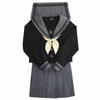 Schwarzer Seemann Anzug Langarm Langarm Kawaii Mädchen JK Uniform Frühling Herbst Frauen School Love Class College Style 210526