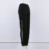 Pantalones de pierna ancha sexis con cremallera alta para mujer, pantalones de pierna ancha de cintura media, pantalones elásticos de otoño para mujer, pantalones harén sueltos largos negros informales 210517