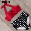 Ruuhee Halter Top High Waist Bikini 2020 Kobiety Bandaż Swimwear Push Up Swimsuit Leopard Set Set Maillot de Bain Femme Nowy X0522