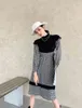 Vintage hiver à manches longues tricoté robe mi-longue femmes col roulé noir papillon Patchwork tunique dames 210427
