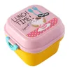 Lunchbox für Kinder Niedlichen Cartoon Bento Umweltfreundliche Tragbare Lebensmittelbehälter mit Fachsschule Picknick Microwavable 210423
